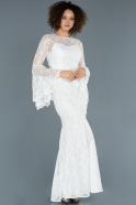 Long White Laced Evening Dress ABU1355