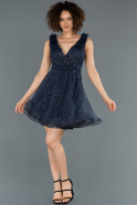 Short Navy Blue Prom Gown ABK819