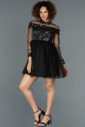 Short Black-Silver Prom Gown ABK799