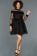 Short Black Prom Gown ABK799