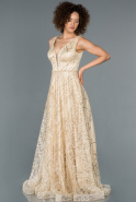 Long Gold Engagement Dress ABU1178