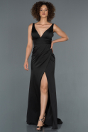 Long Black Satin Mermaid Prom Dress ABU1673