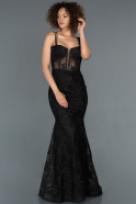 Long Black Laced Prom Gown ABU1257