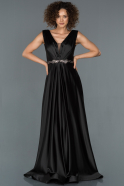 Long Black Satin Evening Dress ABU1175