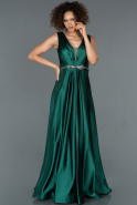 Long Emerald Green Satin Evening Dress ABU1425