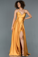 Saffron Long Satin Prom Gown ABU1182