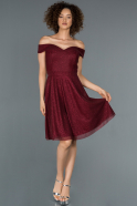 Short Burgundy Invitation Dress ABK827