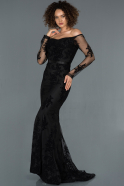 Long Black Mermaid Velvet Evening Dress ABU1357
