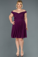 Short Purple Plus Size Evening Dress ABK008