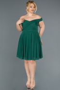 Short Emerald Green Plus Size Evening Dress ABK008