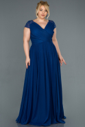 Long Sax Blue Plus Size Evening Dress ABU025