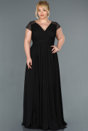 Long Black Plus Size Evening Dress ABU025