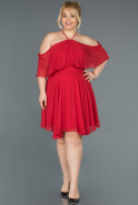 Short Red Plus Size Evening Dress ABK032