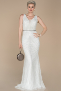 White Long Stony Engagement Dress ABU1151