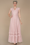 Long Powder Color Laced Evening Dress ABU1387