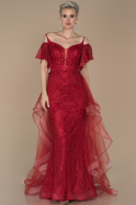 Long Red Laced Engagement Dress ABU1394