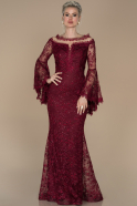 Long Burgundy Laced Mermaid Prom Dress ABU1395