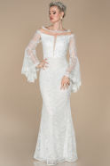 Long White Laced Mermaid Prom Dress ABU1395