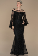 Long Black Laced Mermaid Prom Dress ABU1395