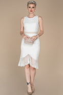 White Midi Laced Invitation Dress ABK841