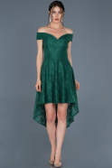 Emerald Green Front Short Back Long Laced Invitation Dress ABO023