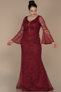 Long Burgundy Laced Plus Size Evening Dress ABU1411