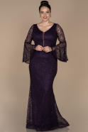 Long Dark Purple Laced Plus Size Evening Dress ABU1411
