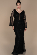 Long Black Laced Plus Size Evening Dress ABU1411