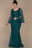 Long Emerald Green Laced Plus Size Evening Dress ABU1411