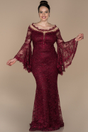 Long Burgundy Laced Oversized Evening Dress ABU1412