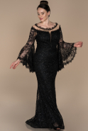 Long Black Laced Oversized Evening Dress ABU1412