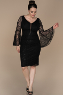 Short Black Laced Plus Size Evening Dress ABK847