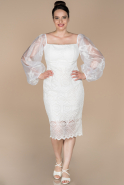 Short White Plus Size Evening Dress ABK846