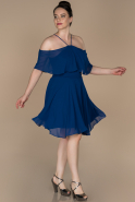 Short Sax Blue Plus Size Evening Dress ABK032