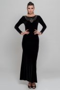 Long Black Velvet Evening Dress AR36744