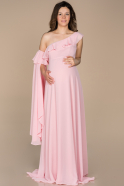 Powder Color Long Pregnancy Evening Dress ABU751