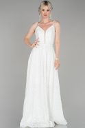 White Long Laced Engagement Dress ABU1430