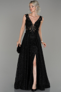 Black Long Laced Engagement Dress ABU1431