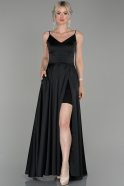 Black Long Satin Prom Gown ABU1439