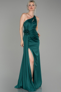 Long Emerald Green Satin Engagement Dress ABU1307