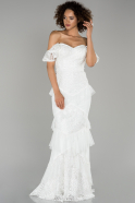 White Long Engagement Dress ABU1172