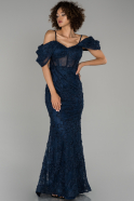 Long Navy Blue Mermaid Prom Dress ABU1271