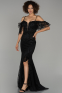 Long Black Laced Engagement Dress ABU1455