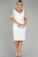 Short White Oversized Evening Dress ABK923