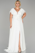 White Long Plus Size Evening Dress ABU032