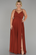Light Brown Long Plus Size Evening Dress ABU1324