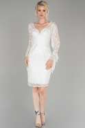 White Short Laced Invitation Dress ABK858
