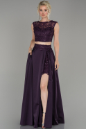 Purple Long Satin Prom Gown ABU1286