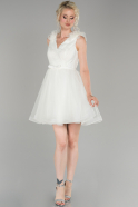 White Short Invitation Dress ABK861