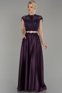 Purple Long Satin Engagement Dress ABU1108